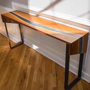 Cherry River Console Table with Blue Resin/Epoxy image 4