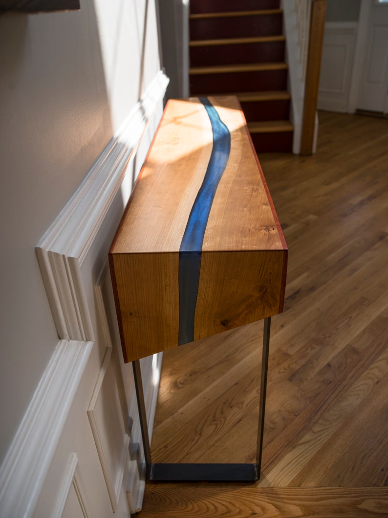 Cherry River Console Table with Blue Resin/Epoxy image 5