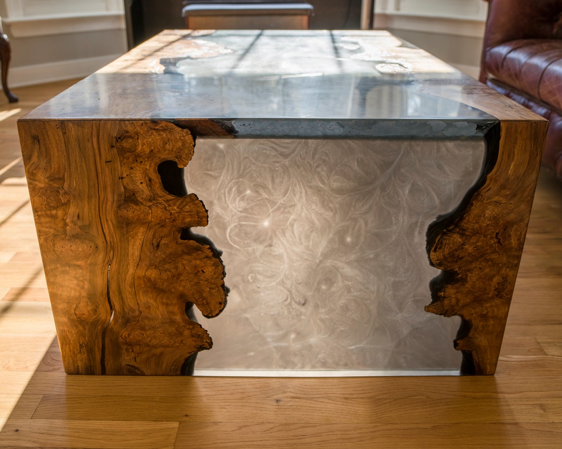 Burl Maple River Coffee Table With Mixed Epoxy hunter Green Etsy