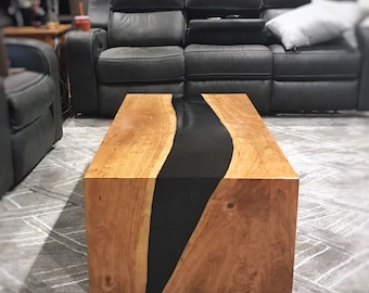 Cherry River Coffee Table with Black Epoxy