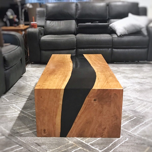 Cherry River Coffee Table with Black Epoxy