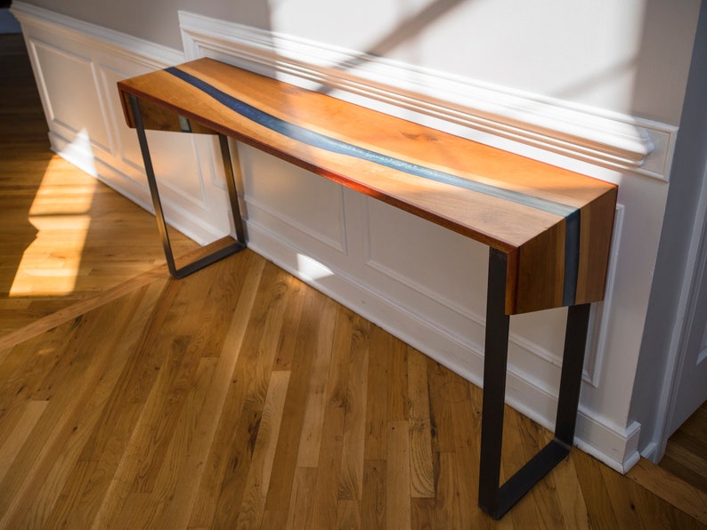 Cherry River Console Table with Blue Resin/Epoxy image 4