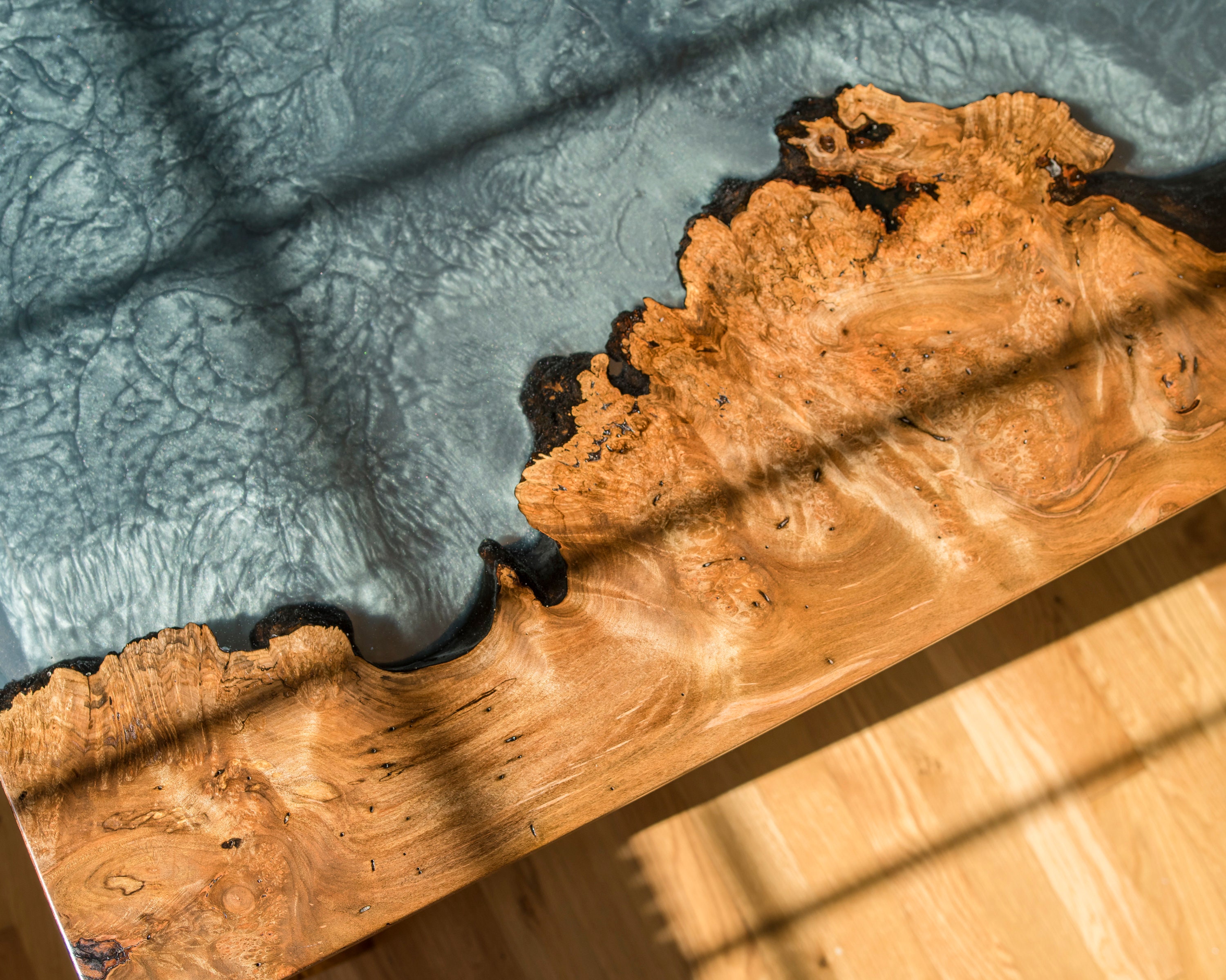 Burl Maple River Coffee Table With Mixed Epoxy hunter Green Etsy