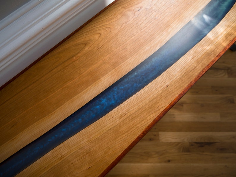 Cherry River Console Table with Blue Resin/Epoxy image 3