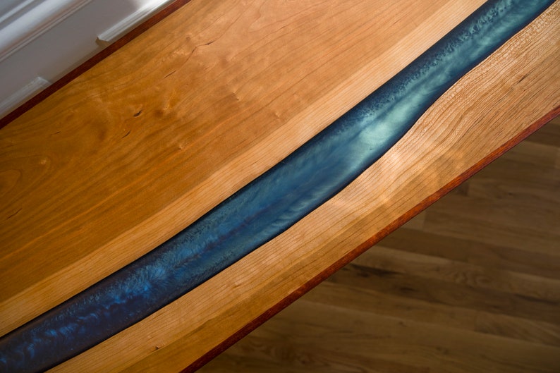 Cherry River Console Table with Blue Resin/Epoxy image 10