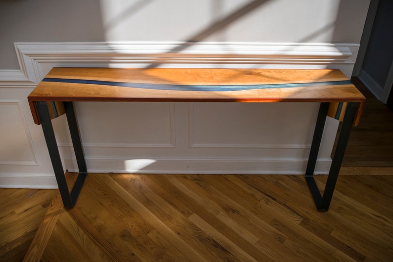 Cherry River Console Table with Blue Resin/Epoxy image 2