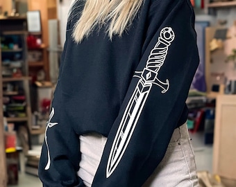 Sword & Rose Sweater, Fighting for love, Alternative black sweater