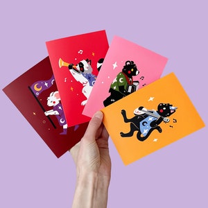 Paquete de tarjetas de cumpleaños / Banda de marcha / Tarjeta de cumpleaños de gato / Cute Trash Panda