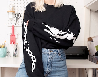 Running hare Sweater, Breaking the chains, Animal Liberation - Alternative black sweater