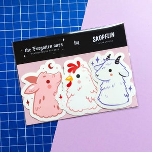 The Forgotten Ones - Stickerset - Cute Animals Goat Chicken Pig Art Stickers - Die Cut Vinyl Matte Sticker