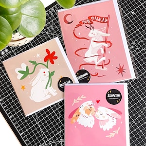 Simpatico set di carte coniglio - Set di 3 Biglietto dei desideri - Il regalo perfetto per ogni amante del coniglio