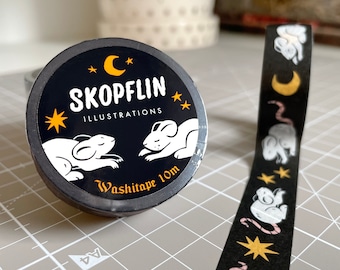 Himmlische Maus Washi Tape - Witchy dunkle Schreibwaren - Süßes Tier Washi Tape - 15mmx10m