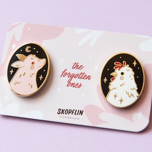 The Forgotten Ones - Pig  & Chicken Hard Enamel Pin Set - Starry Lovers Enamel Pins