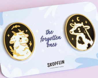 The Forgotten Ones - Cow & Goat Hard Enamel Pin Set - Starry Lovers Enamel Pins