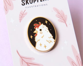 The Forgotten Ones - Starry Chicken Hard Enamel Pin - Cute Chicken Art Gift