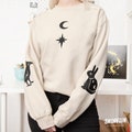Children of the Stars & Moon Sweater - Magical Animal clothing, fantasy witchy sweater, Crow bunny sweater, Spirit Animals product logo