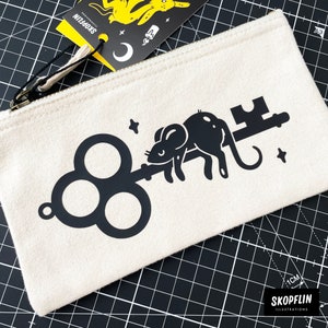 Astuccio portapenne Sleepy Mouse - Borsa con cerniera in tela - Borsa per cosmetici - Vibrazioni da strega - 100% cotone