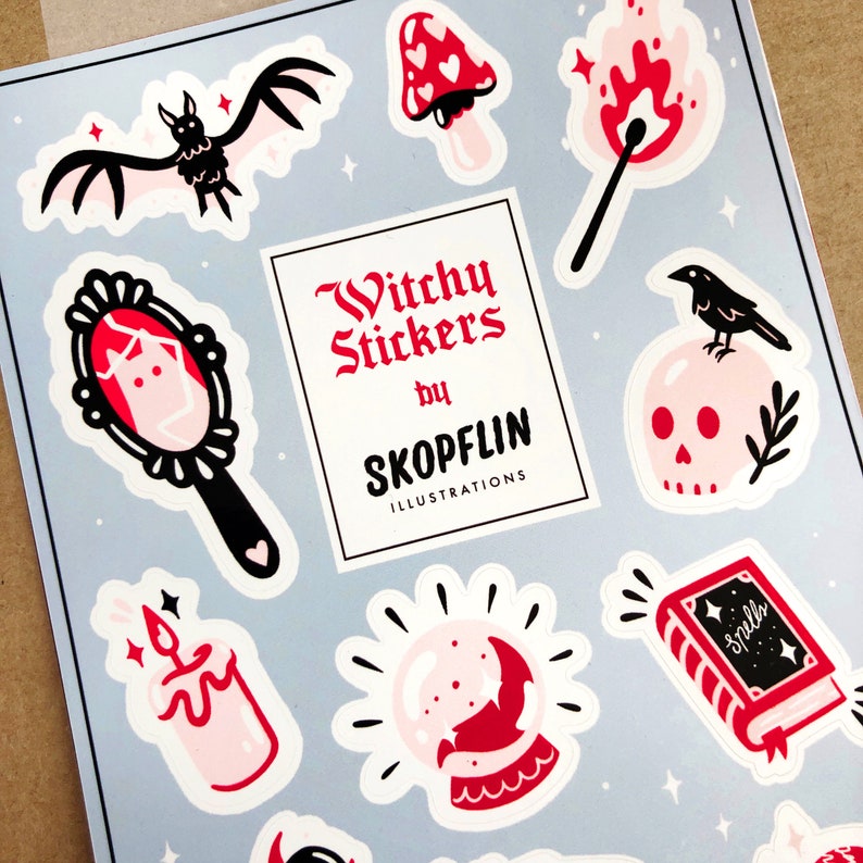 Witch stickersheet witchy sticker set creepy cute goth Etsy
