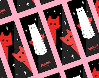 Mama ghost & her two little devils! Cute Cat Bookmark - Spooky bookmarks - Book lover gift - witchy gifts