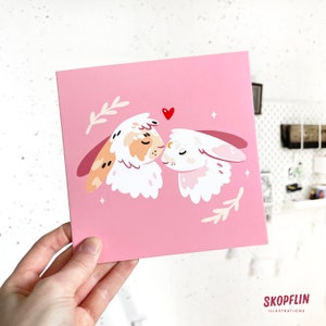 Die Liebenden - Kaninchen Grußkarte - Niedliche Kaninchen-Illustration - Kaninchen-Grußkarte
