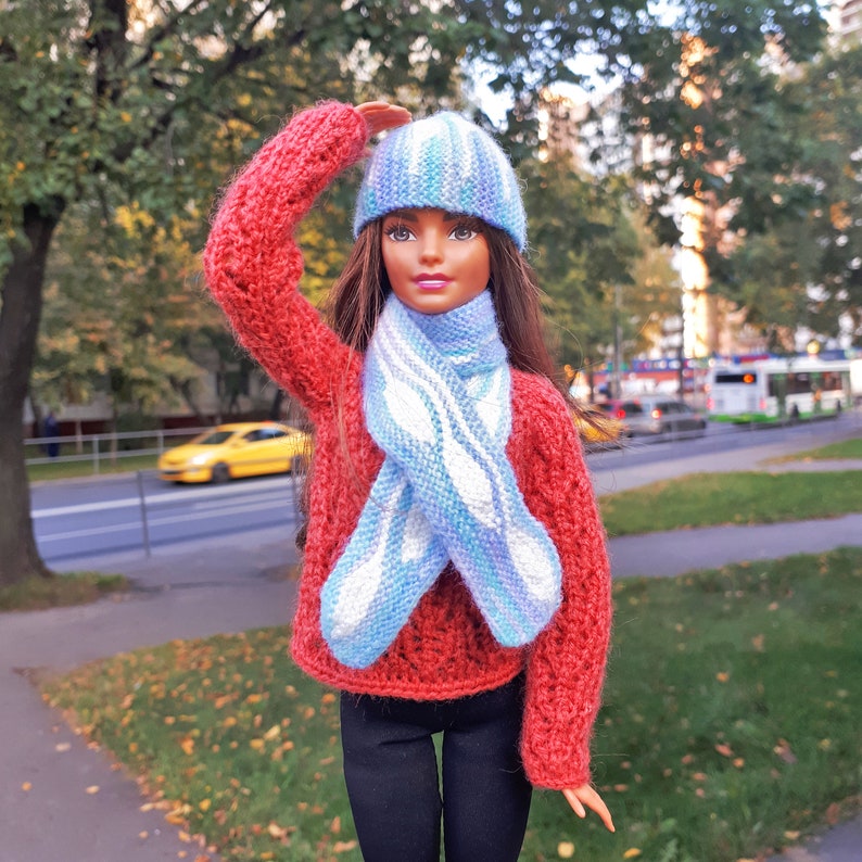 Knitted winter hat for Barbie doll Knitted hat for a doll. | Etsy