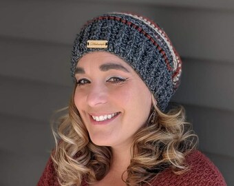 Handmade-Crocheted Allthatissimple Ripple-tide slouchy beanie. This winter hat is super soft and well-made! Choose your colors-for anyone!