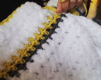 Super Soft Blanket, for reading, as gifts or tv time. Great gifts! Finished product.