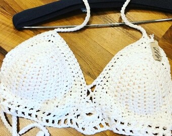 Allthatissimple Handmade-Crocheted Boho Halters or Bikini Tops-your choice. Top only. We do offer full bikini sets on our site also.