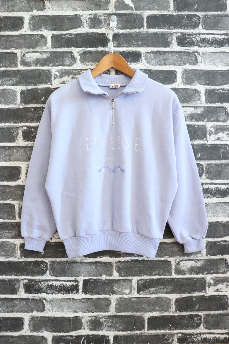 shoes trendy Vintage Ellesse Sweater 90s Era Pull over Lavender Embroidery Warming up outwearsport wearfashion Ladies legging High Top