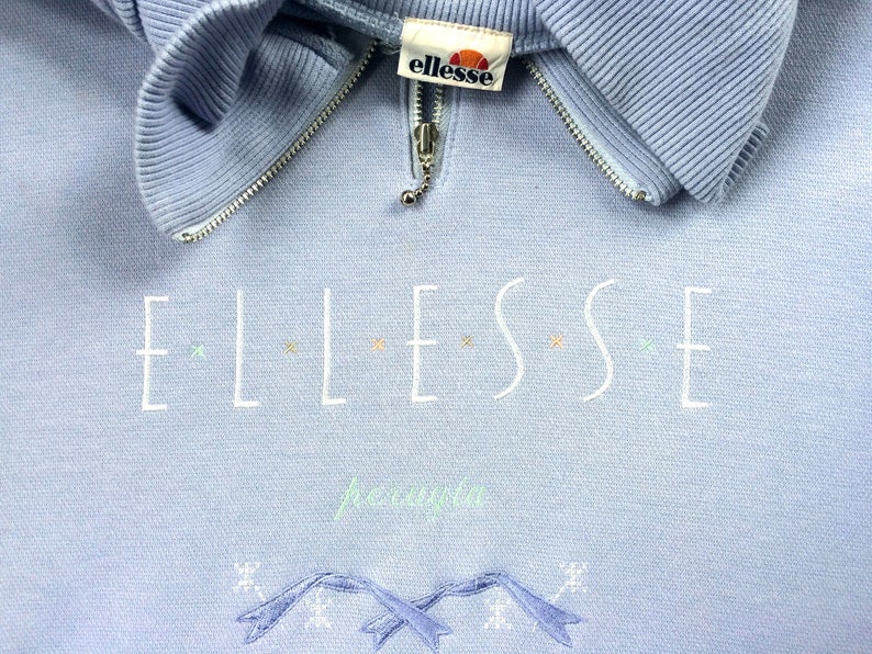 shoes trendy Vintage Ellesse Sweater 90s Era Pull over Lavender Embroidery Warming up outwearsport wearfashion Ladies legging High Top