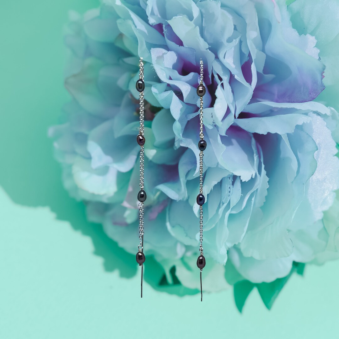 Sterling Silver Threader Earrings Peacock Pearl 3rd Etsy UK