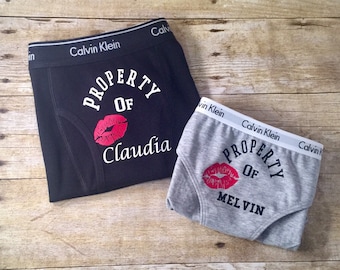 Personalized Couples Underwear Set, Anniversary Gift