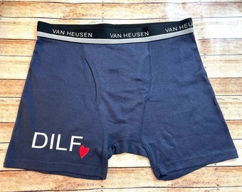 Personalized Boxers, DILF, Dad, Anniversary Gift for husband, 1st Father's Day Gift, New Dad Gift, DAD Birthday Gift, Cotton Anniversary, VB