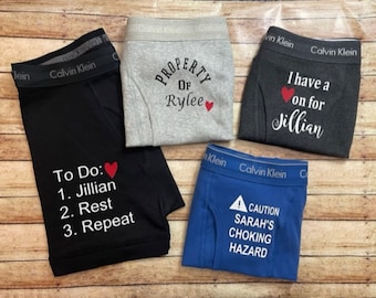 Personalized boxers, Classic Fit, Gifts for Boyfriend, Anniversary Gifts for Men, 2nd Anniversary gift, Cotton Anniversary Gift, Classic Fit