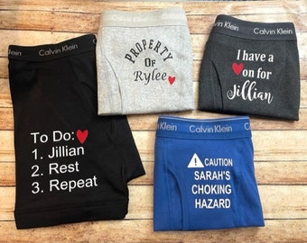 Personalized boxers, Gifts for Boyfriend, Anniversary Gifts for Men, 2nd Anniversary gift, Second Anniversary, Cotton Anniversary Gift, CKC