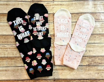 Sweet 16 Socks: Cupcake Teen Birthday Gift