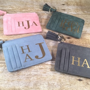 Llavero con monograma, llavero con tarjetero, regalo personalizado para el Día de la Madre, llavero personalizado, regalo de graduación, tarjetero