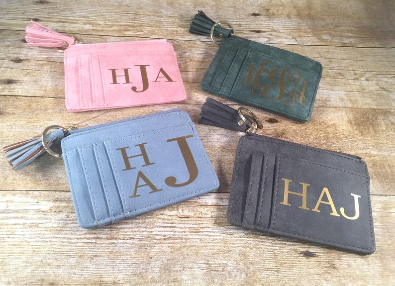 Custom card holder Personalized ID holder wristlet Customized gift for mom Card holder wallet Keychain wallet Monogrammed ID purse