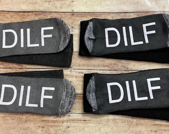 Funny DILF Socks for Men | Novelty Gag Gift, Big & Tall Fit
