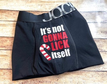 Personalized Boxers, Lick Itself, Naughty Christmas Gift, Boyfriend Christmas Gift, Husband Christmas, Men's Stocking Stuffer, JY