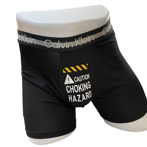 Caution Choking Hazard, Funny Underwear, Gift for him, 2nd Anniversary Gift, Personalized Boxers, Lesbian Girlfriend Gift, Bachelorette Gift