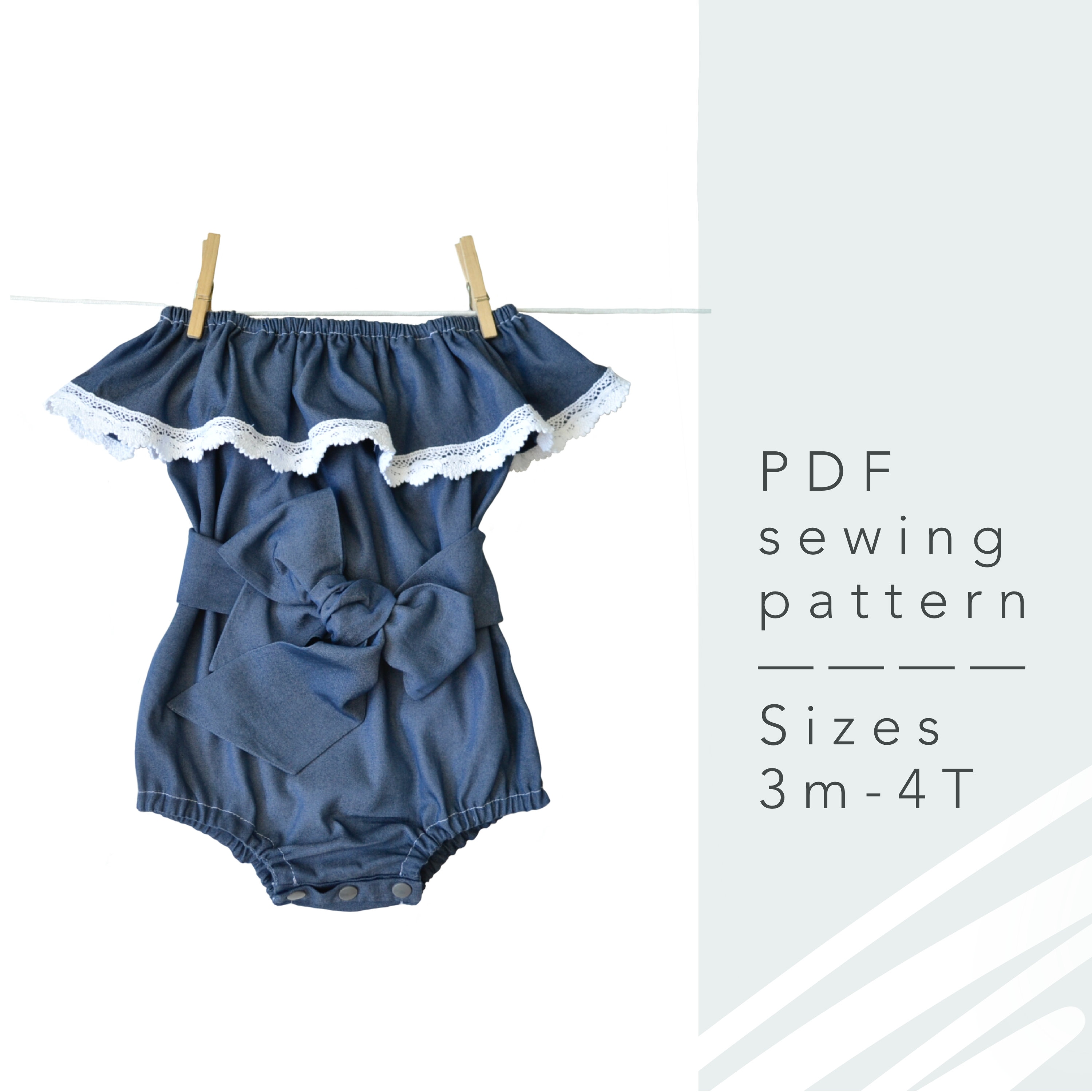 Baby girl romper pattern pdf Boho romper sewing pattern Etsy