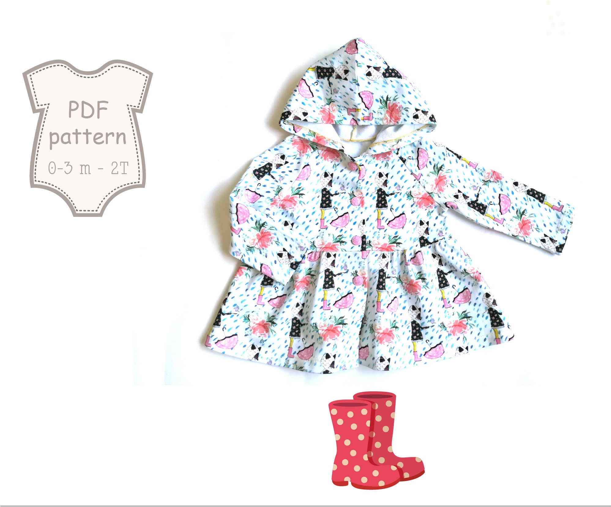 Baby Hooded Jacket Sewing Pattern Girl Raglan Cardigan Pdf Etsy