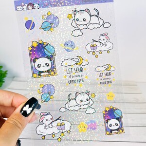 Galassia / Luna e Stelle / Bella Notte / Olografico Trasparente / Adesivo Decorativo Kawaii / Carino / Adesivi Decorativi / H008