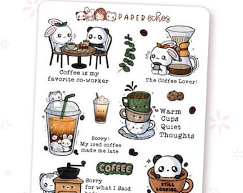 Coffee Quotations / Coffee Break / Expresso Time Deco Character Planner Stickers / R148