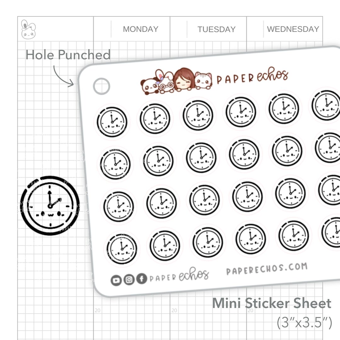 Time Clock Sticker Simple Clock / Time / Appointment Mini Icon Sticker / Journaling / Planner ...