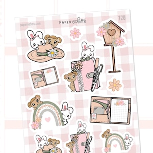 Primavera / Collaborazione primaverile con PlannerMonkeyCo / Casetta per uccelli primaverile / Fiore primaverile / Kawaii / Adesivi decorativi stagionali per planner / 067