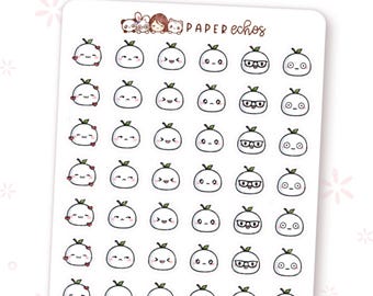 Mochi Moss Emoji Heads / Emotions / Deco Character Planner Stickers / R162