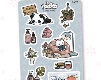 Finding Peace / Relax / Me Time / Fitness Character Deco Planner Stickers / L051