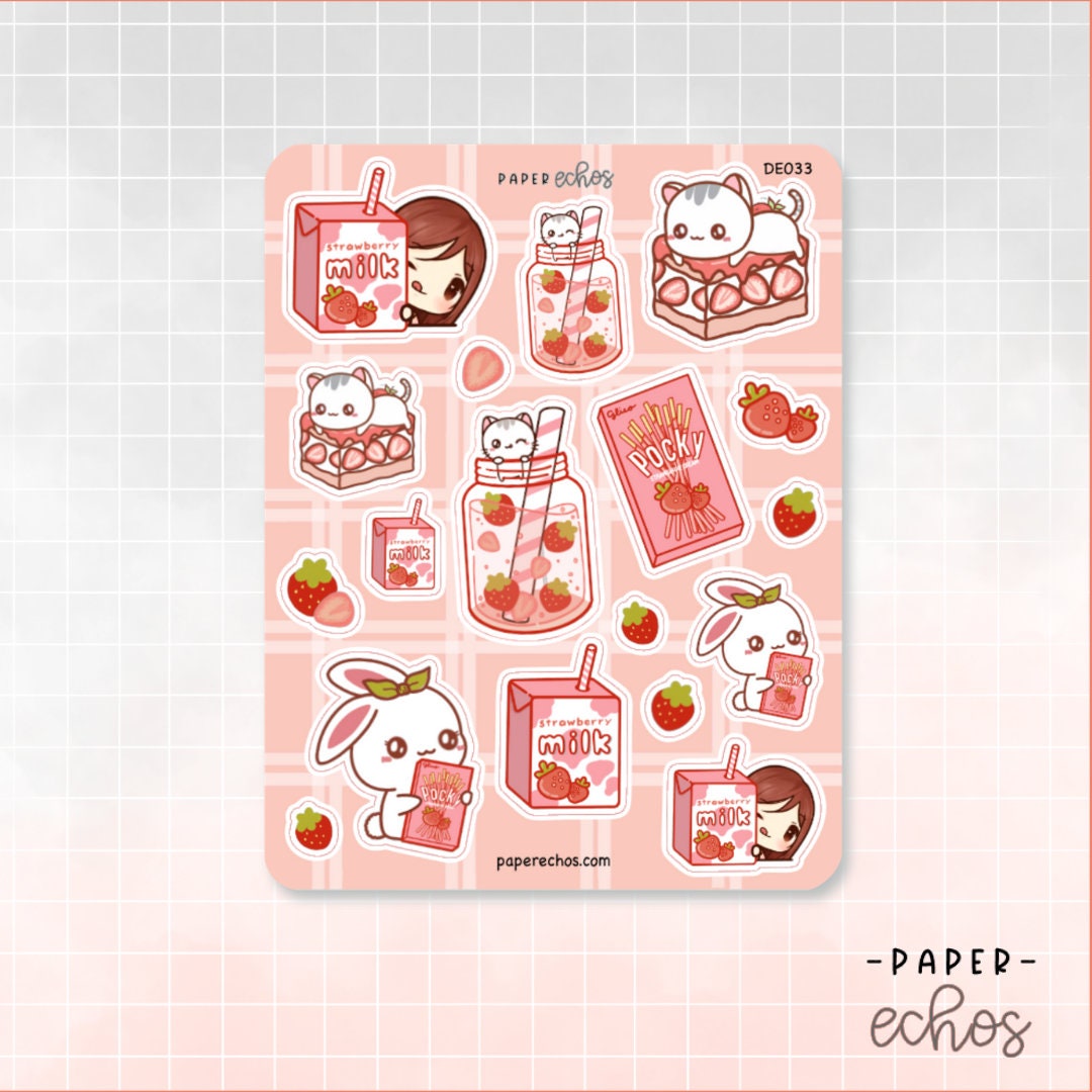Emoticon Grocery List Stickers - Strawberry – Stickers by AshleyK